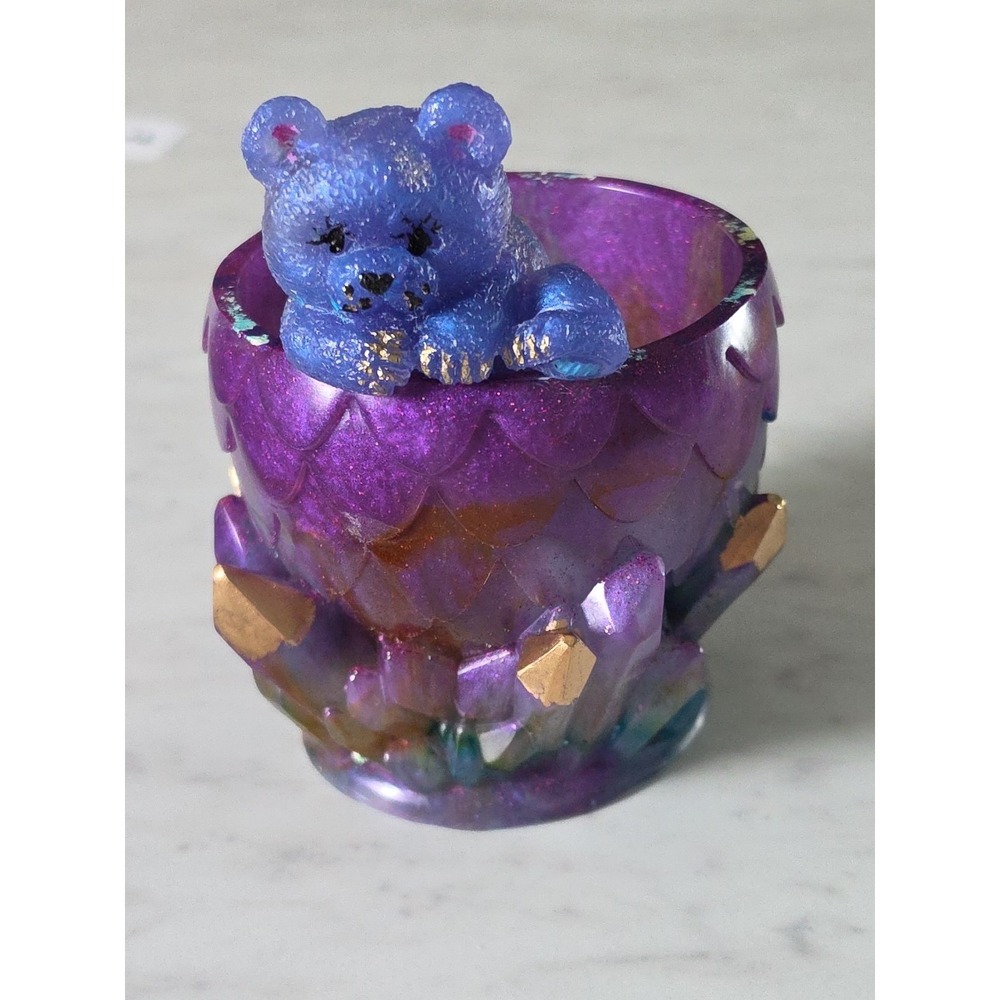 Handmade Resin Bear Climbing Out Of A Dragon Egg